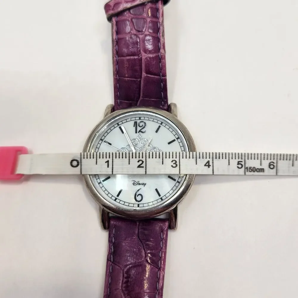 Disney Parks Cinderella Theme Crown Ladies Watch Purple Crock Embossed Leather
